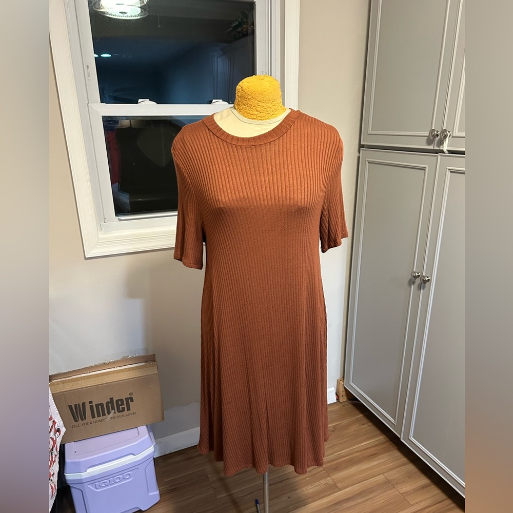 American Eagle Outfitters Rust Knee Length Dress Size Large